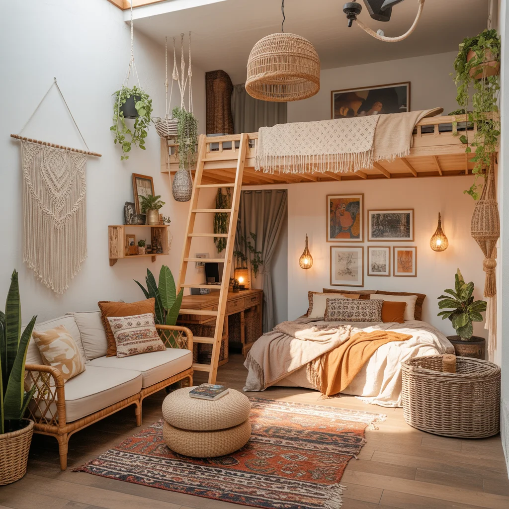 Boho Loft Concept: Cozy Layers in a Small Space