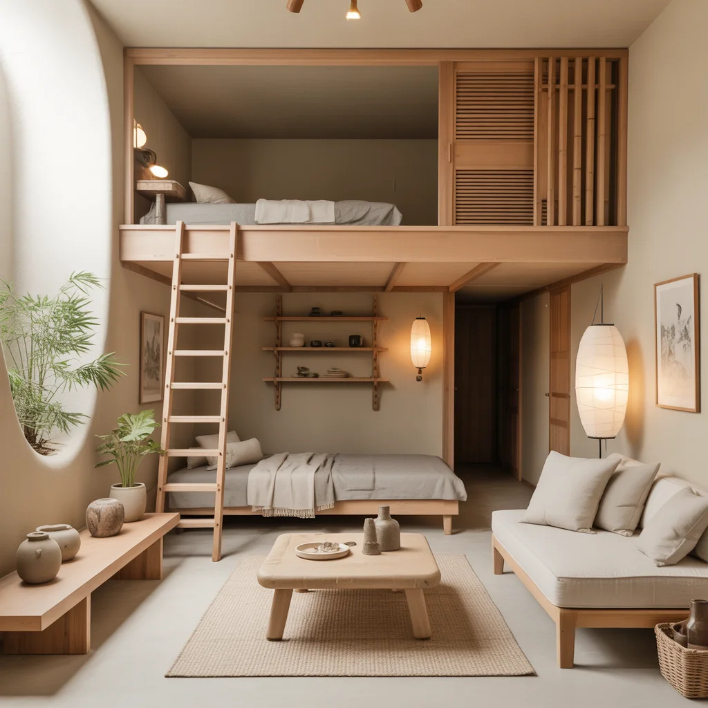 Japandi Tiny Loft: Calm Meets Functionality