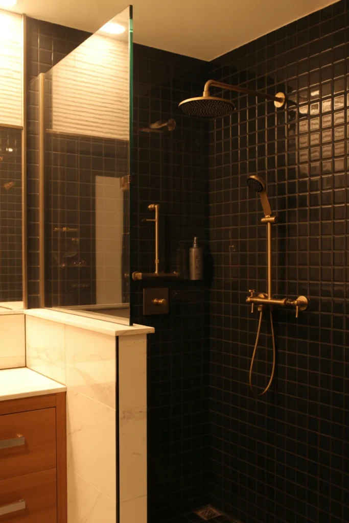 Black and Gold Shower Accents