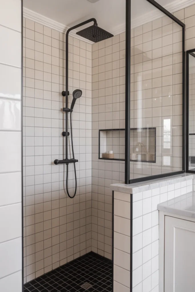 Black and White Contrast Shower