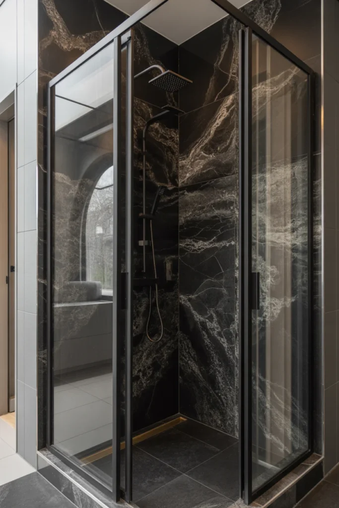 Black Marble Shower Walls