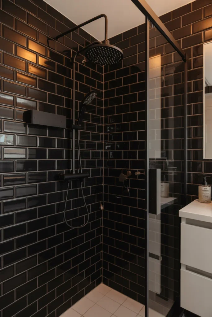 Black Subway Tile Shower