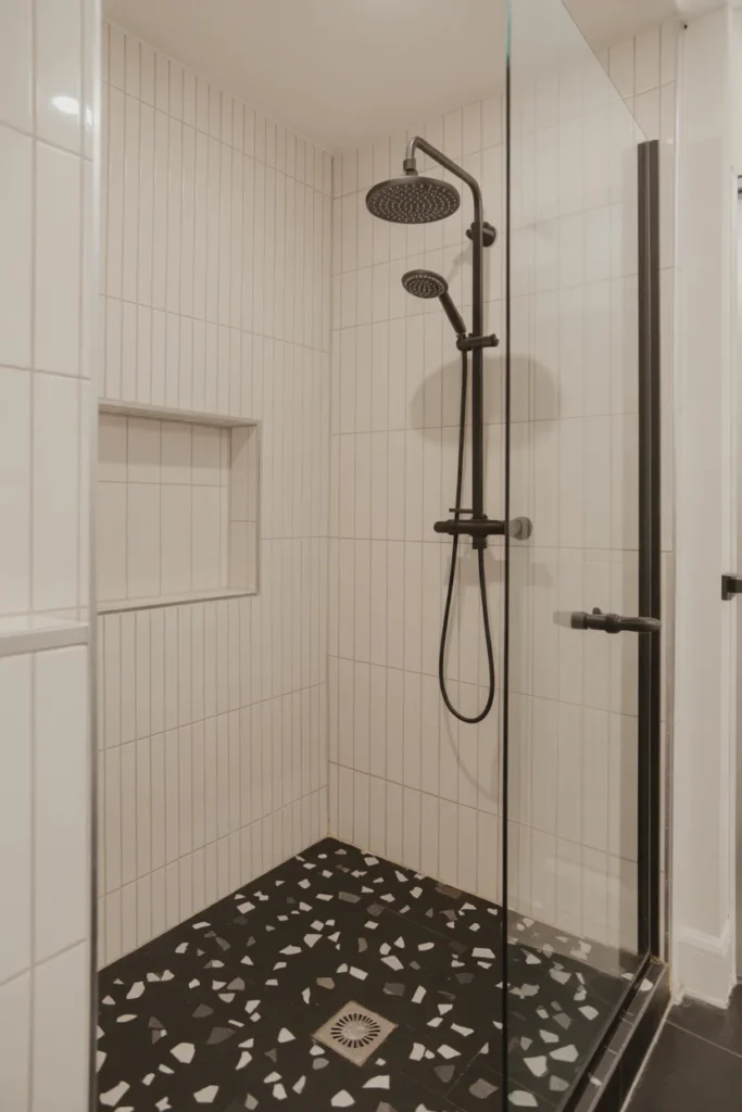 Black Terrazzo Shower Floor
