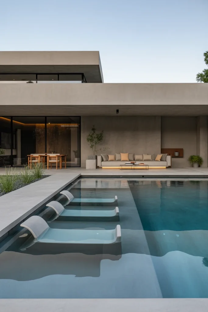 Concrete Pool with Built-In Seating