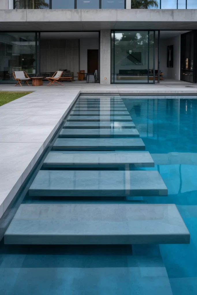 Concrete Pool with Floating Steps