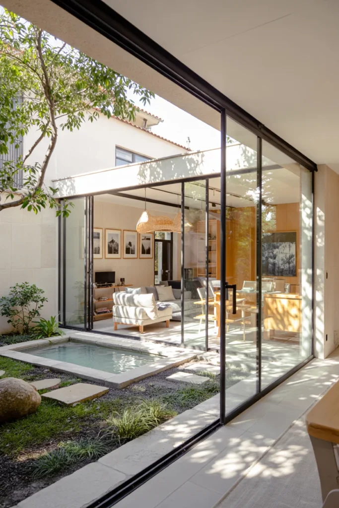 Glass Extension with Outdoor Courtyard View