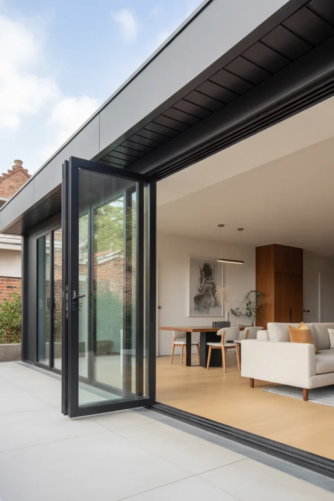 Glass Extension with Pivot Doors