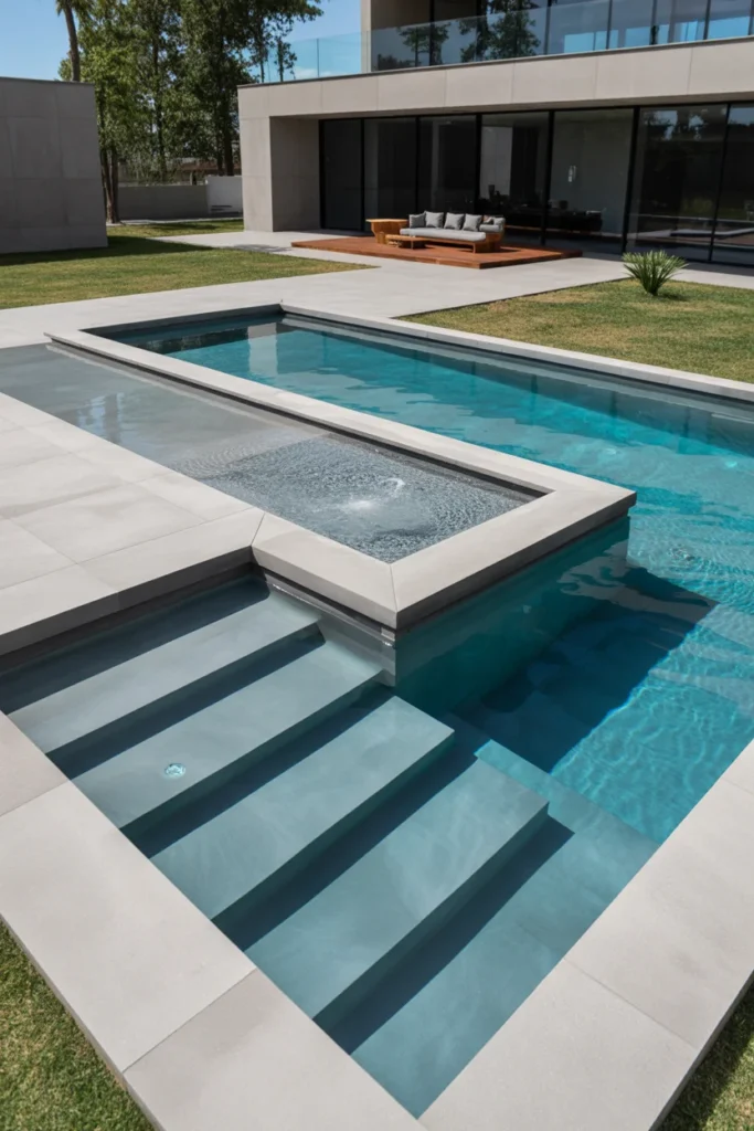 L-Shaped Concrete Pool for Modern Layouts