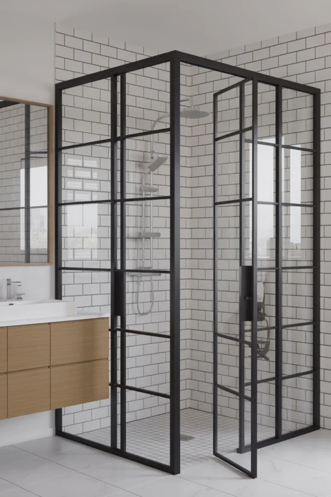 Matte Black Frame Glass Shower