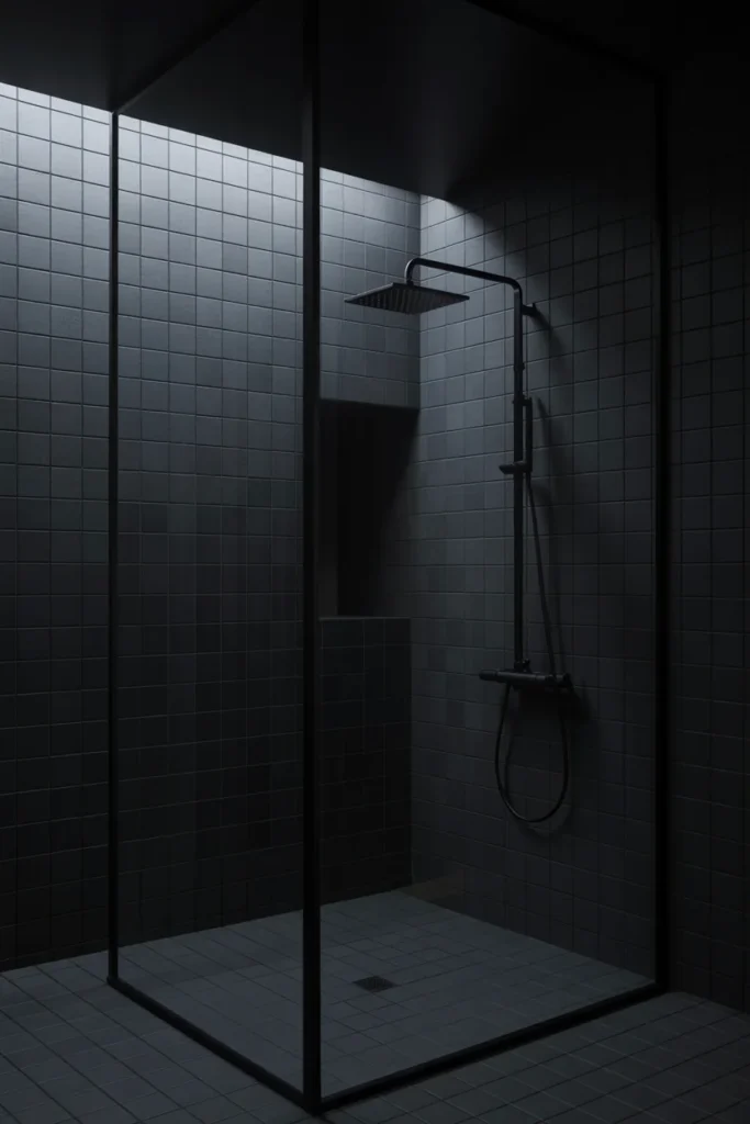 Minimalist All Black Shower