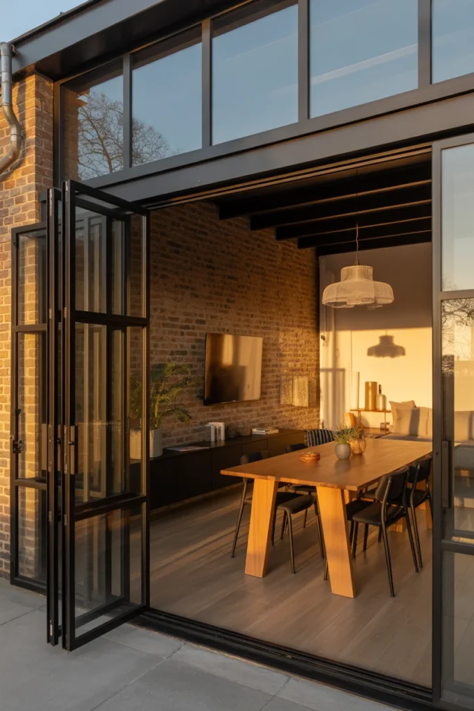 Minimalist Black-Framed Glass Addition