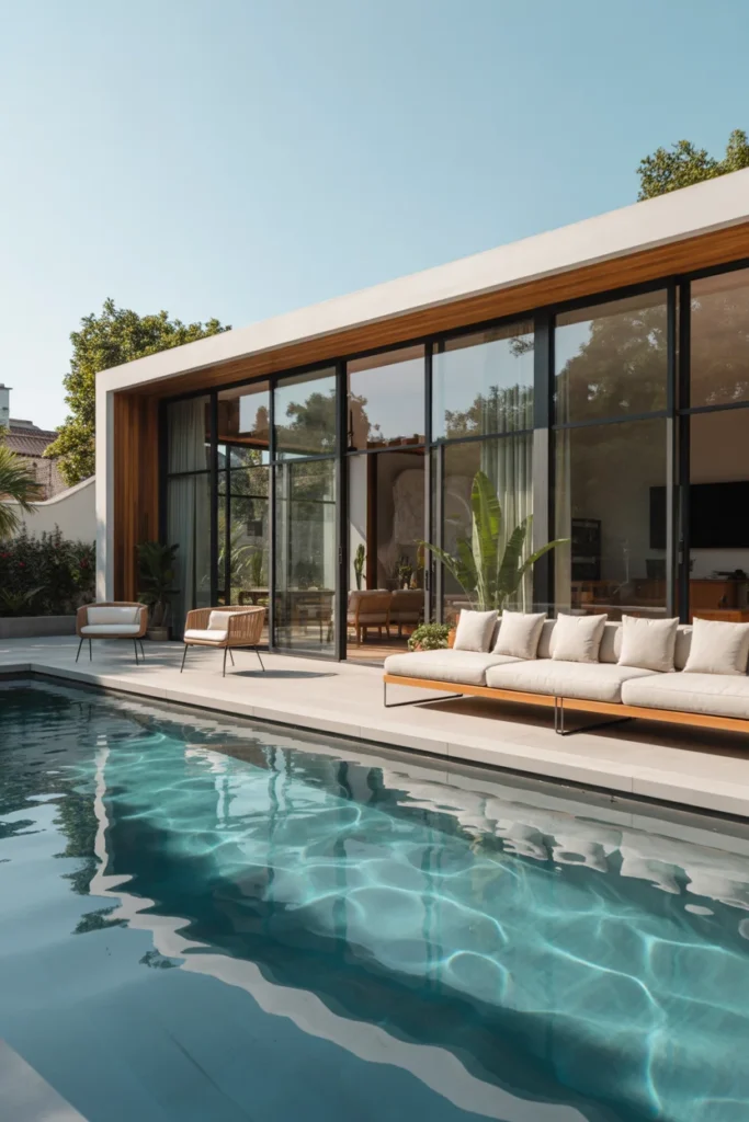 Modern Glass Pool House