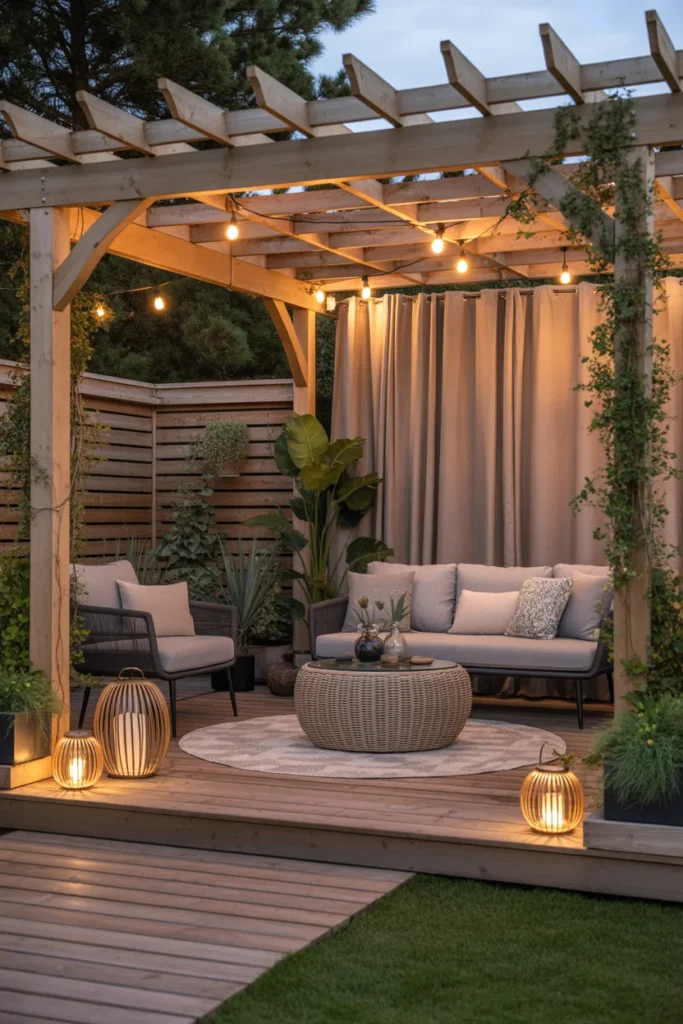 Pergola-Covered Seating Space