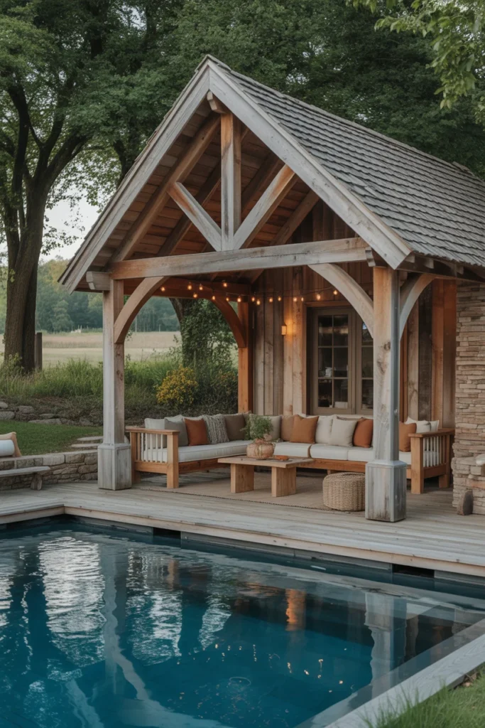Rustic Wood Pool House