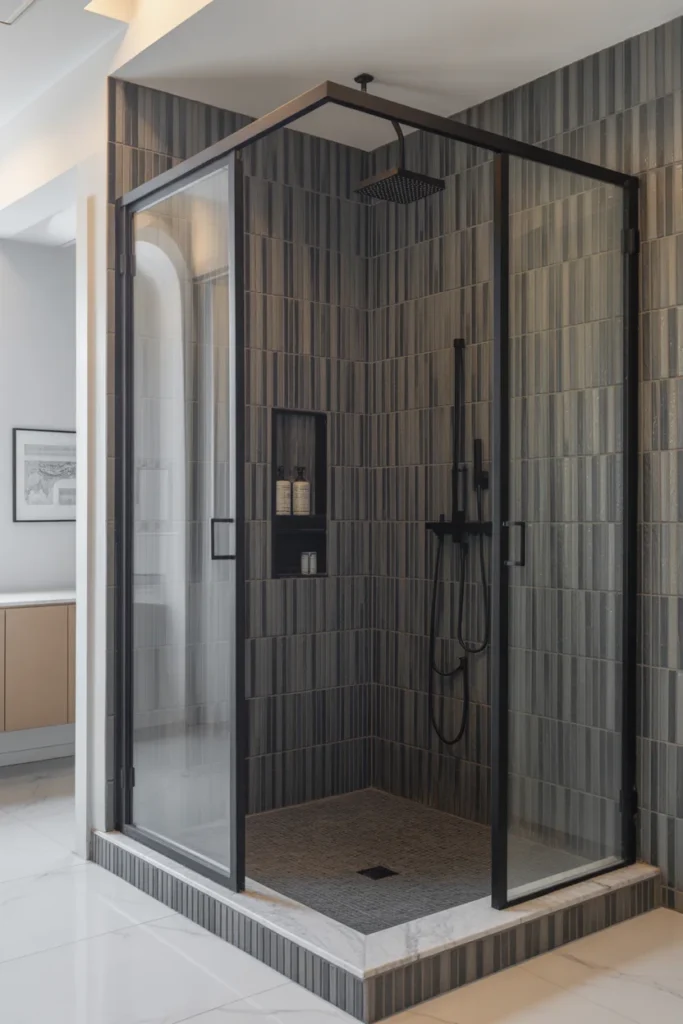 Black Vertical Tile Shower