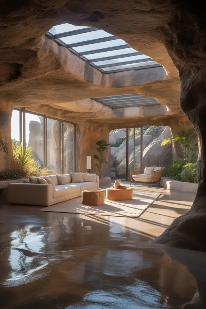A Luxury Cave with Skylights