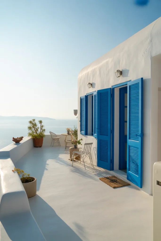 The Classic White Villa with Blue Accents