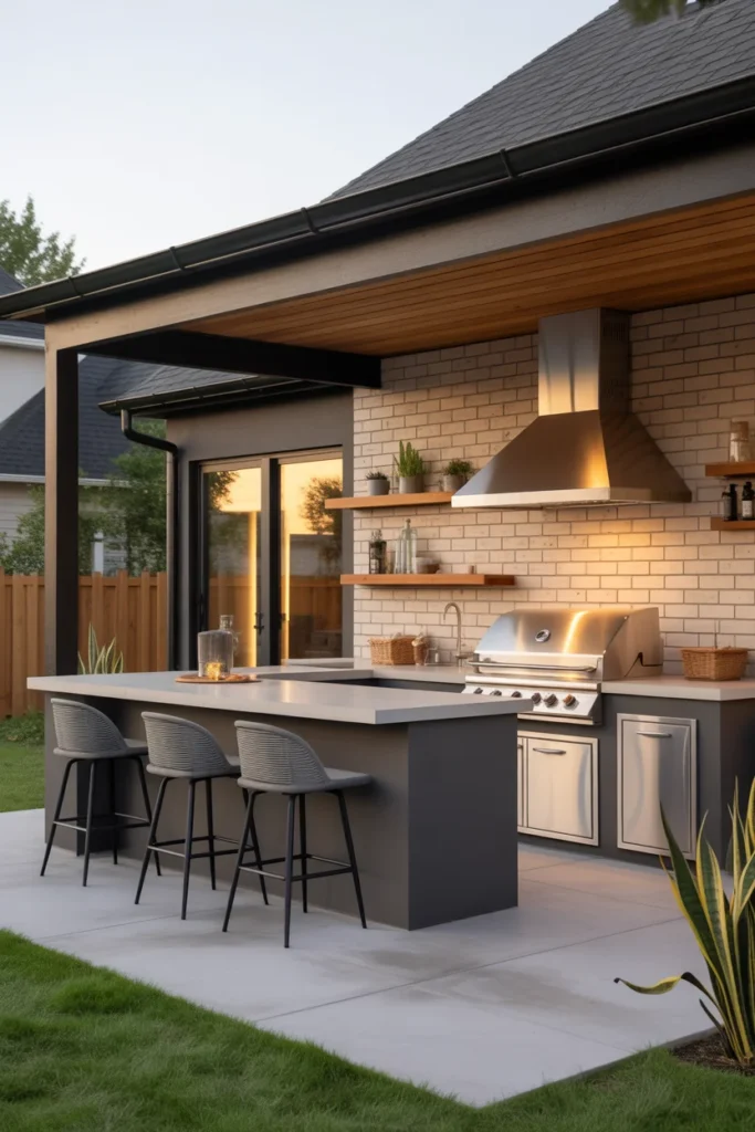 Concrete Patio with Outdoor Kitchen