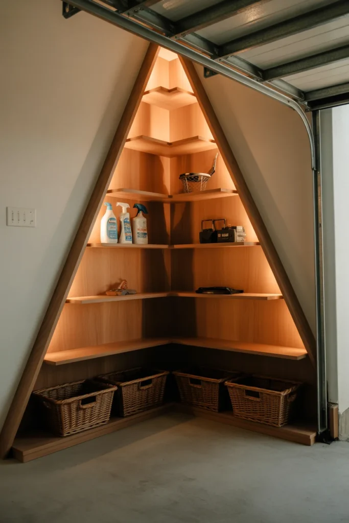 Corner Shelving to Use Dead Space