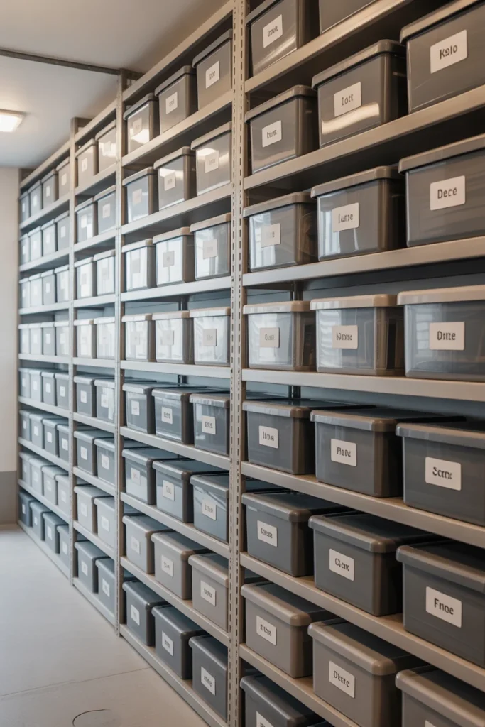 Labeled Bin Shelf System