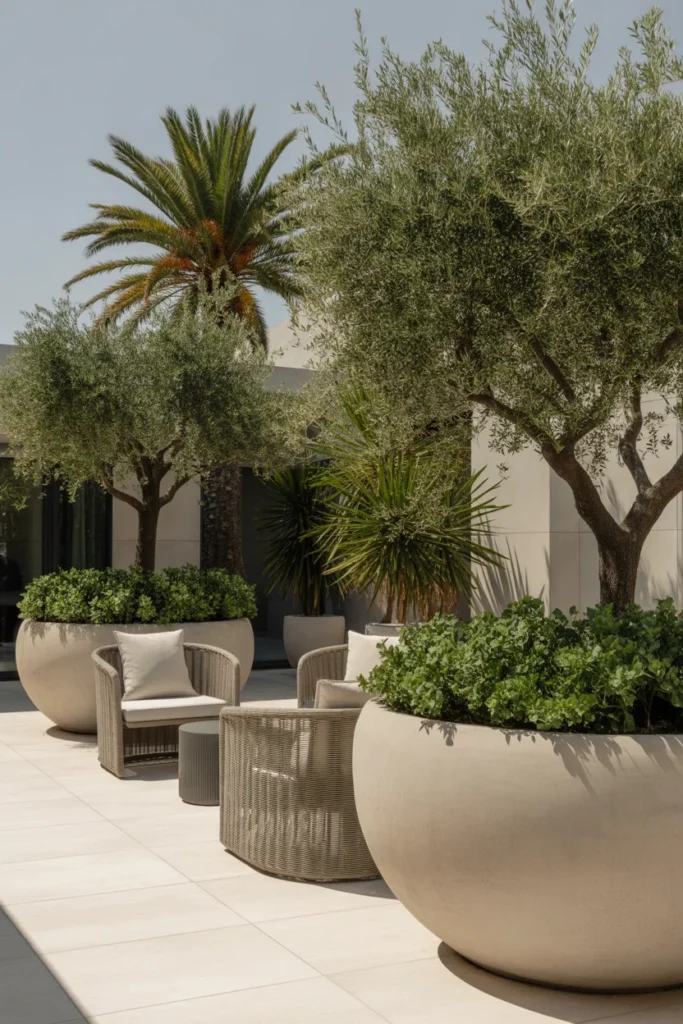 Use large planters for impact