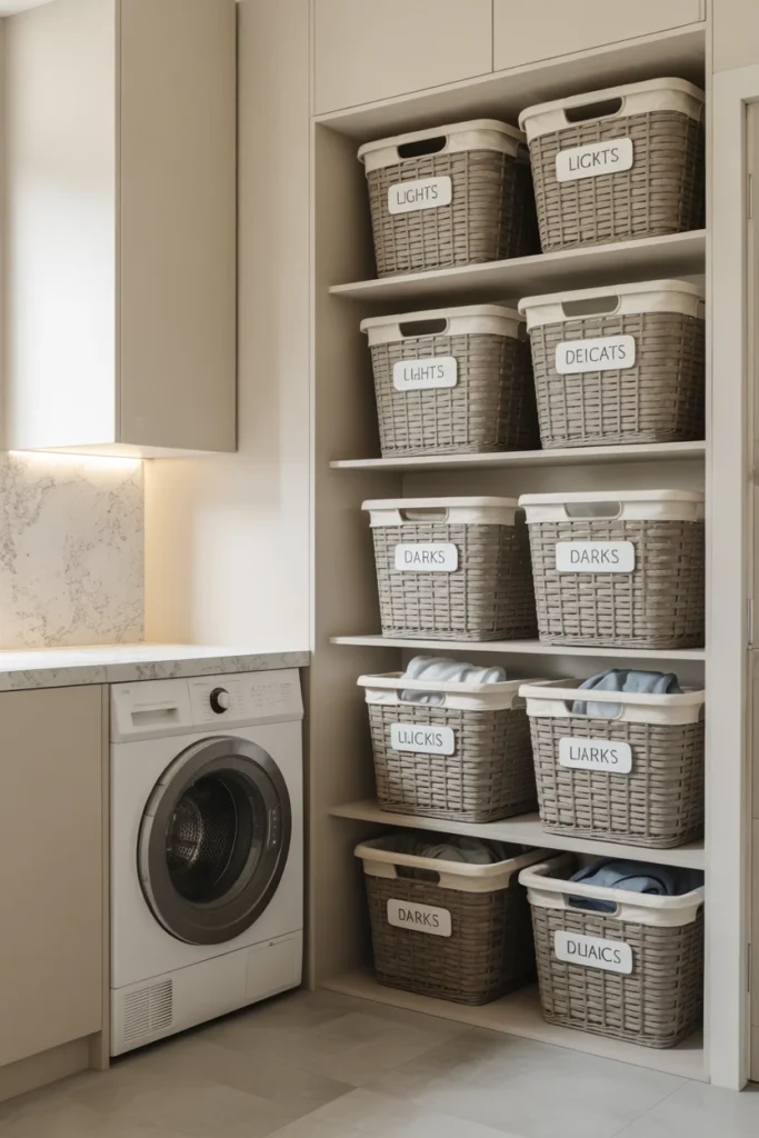 Use Baskets to Sort Laundry