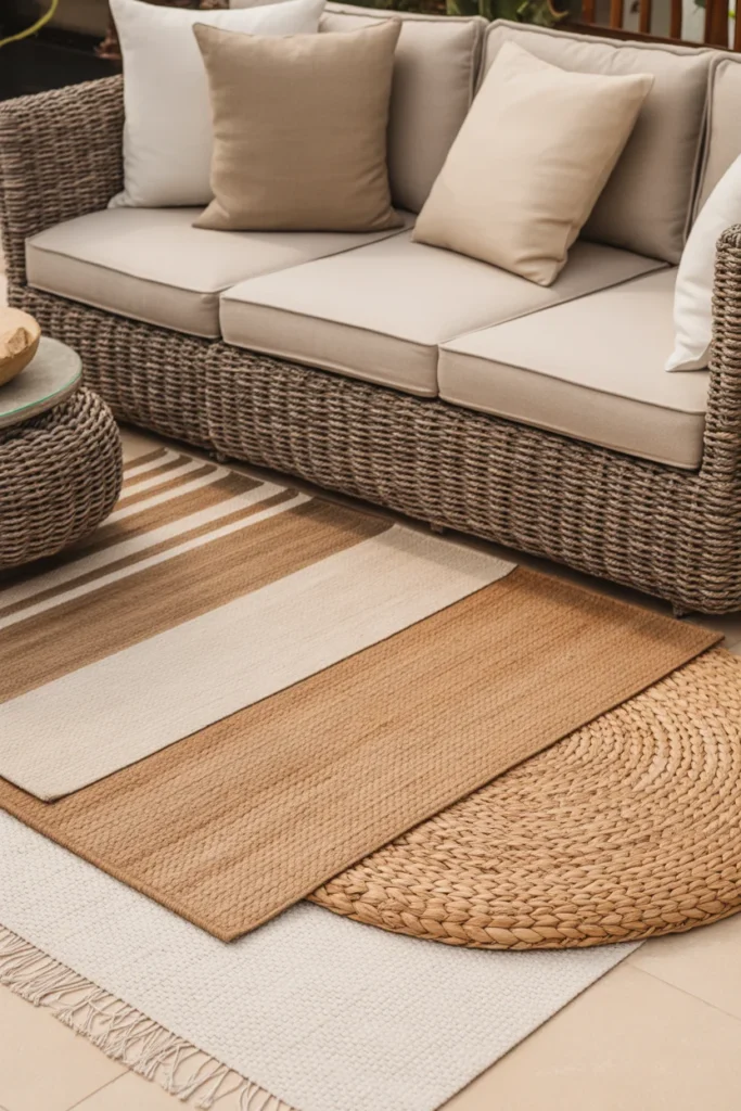 Layer outdoor rugs