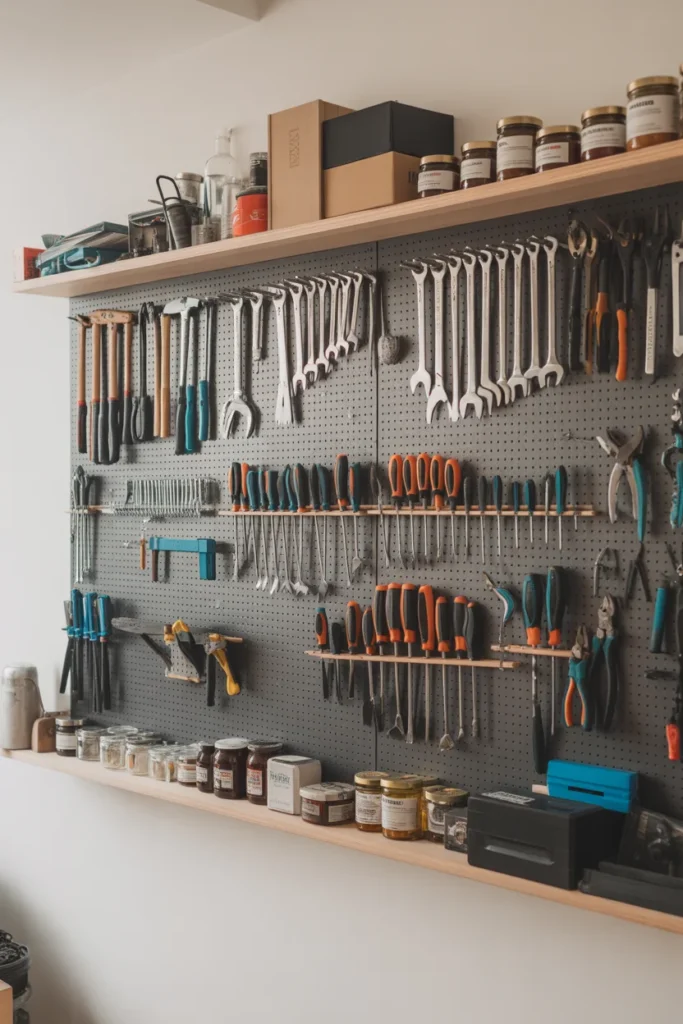 Pegboard and Shelf Combo