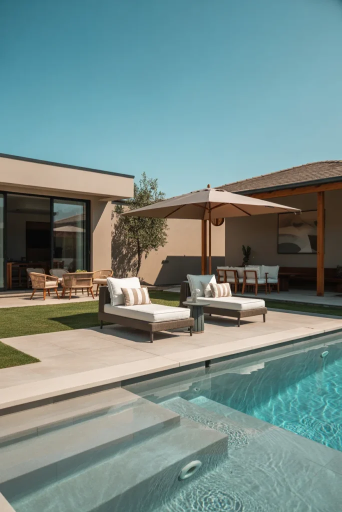 Poolside Concrete Lounge Area