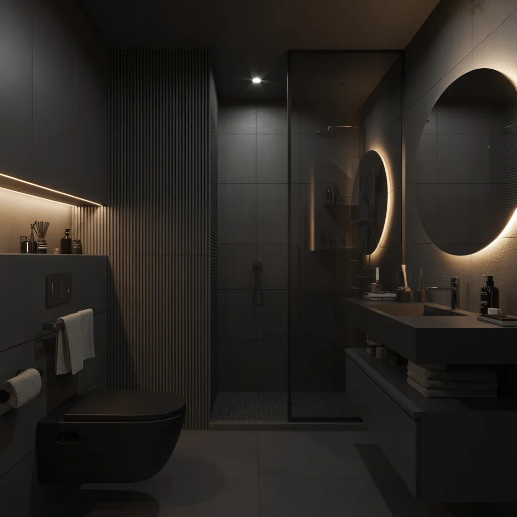 12 Small All Black Bathroom Ideas That Look Super Luxe