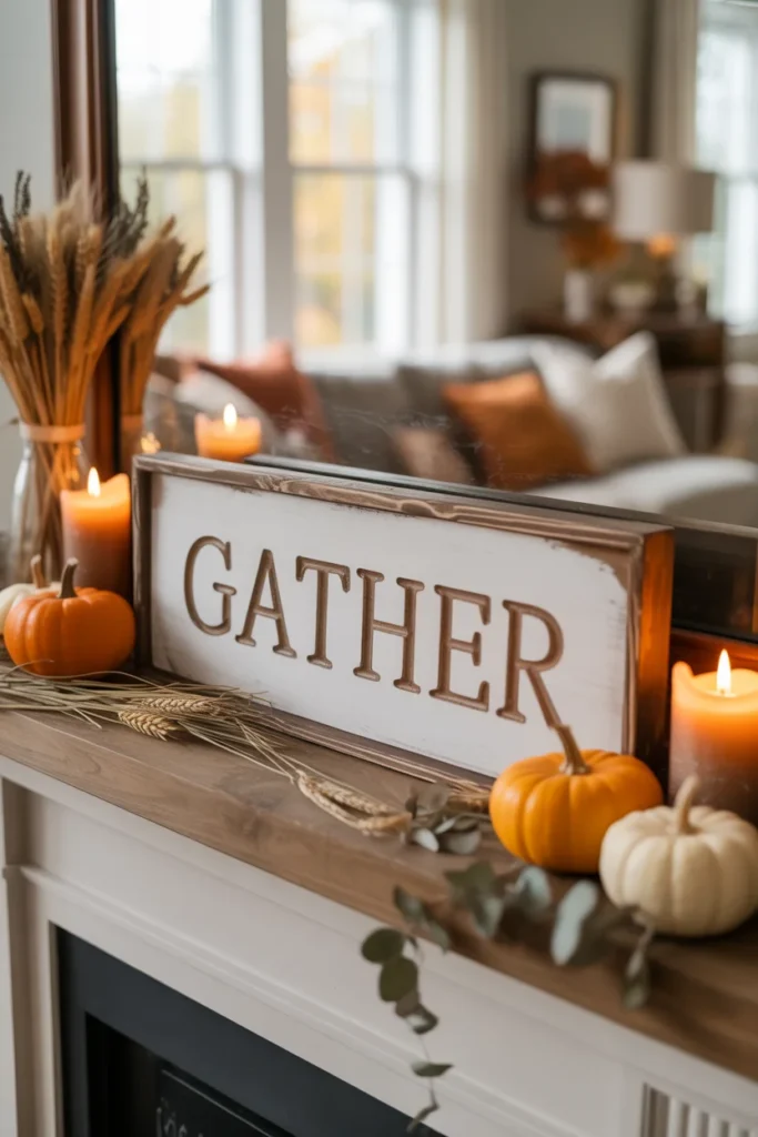 Use a Chalkboard or Wooden Sign as a Focal Point