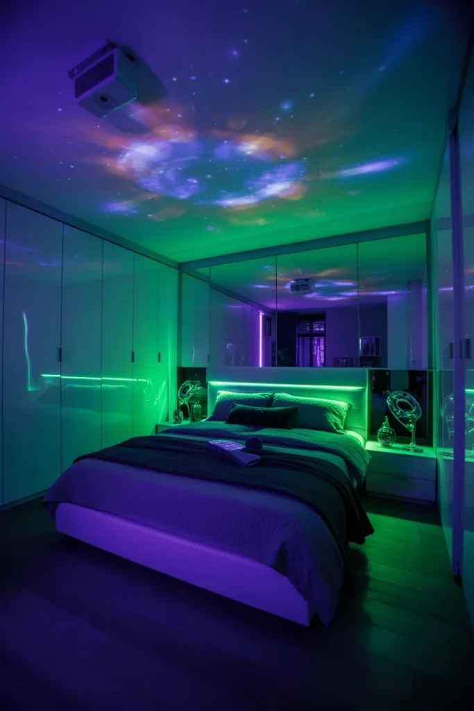 Use Neon Green and Purple Lighting