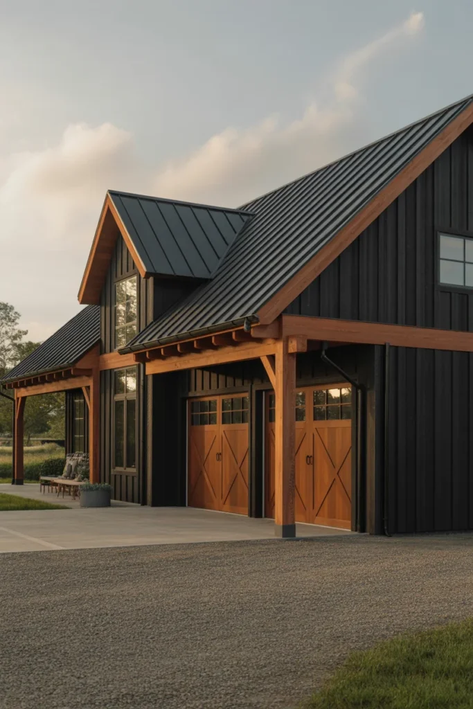 Mix Black Exteriors With Warm Wood Accents
