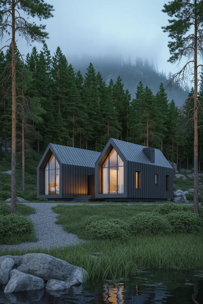 Black Exterior Cabins That Blend Into Nature