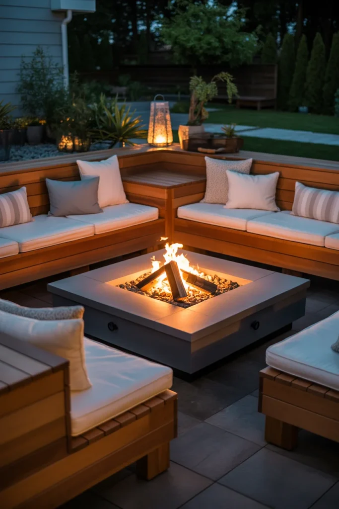 Use Built-In Seating Around the Fire Pit