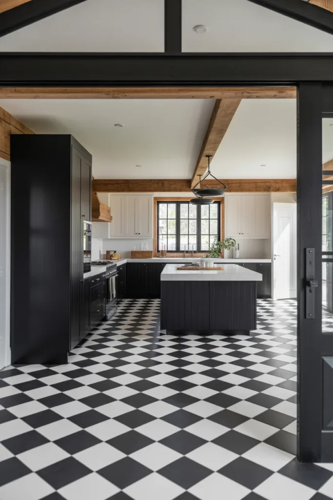 Black and White Checkerboard Flooring