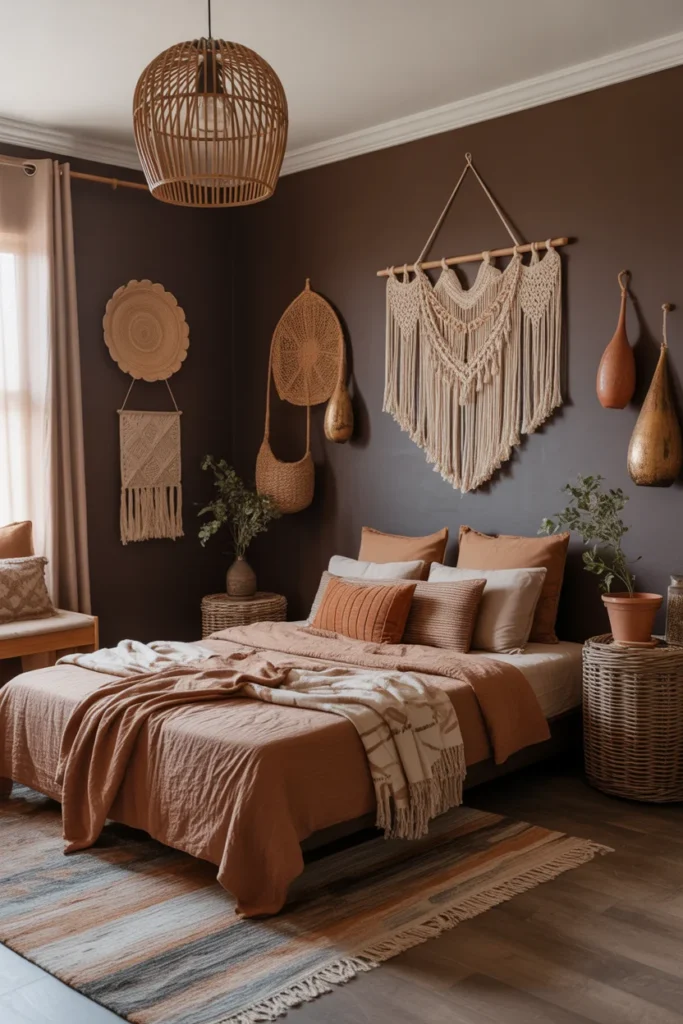 Dark Boho Bedrooms with Earthy Details