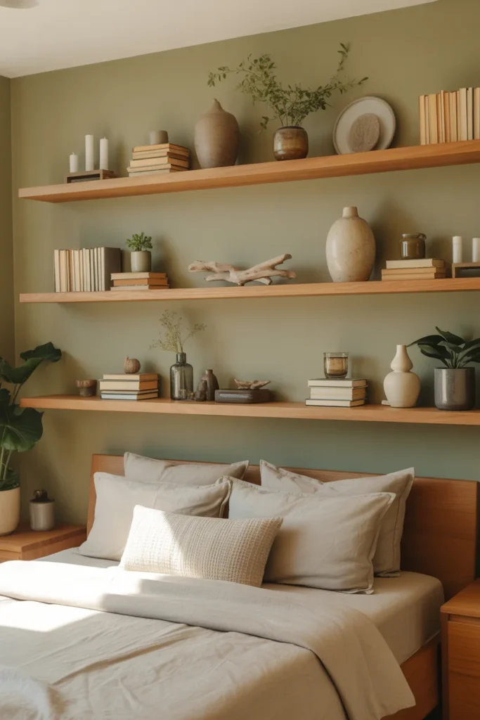 Incorporate Floating Shelves with Natural Decor