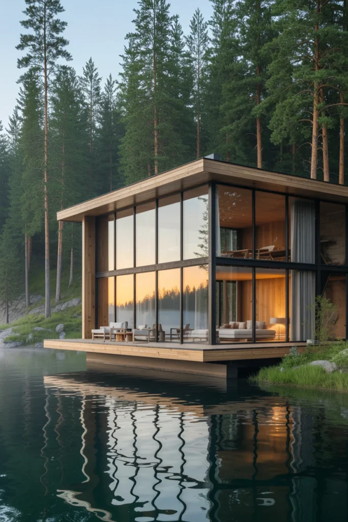 Glass Wall Cabins With Lake Views