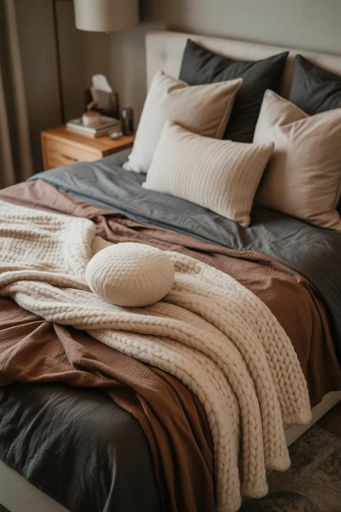 Layered Bedding in Dark Neutral Shades