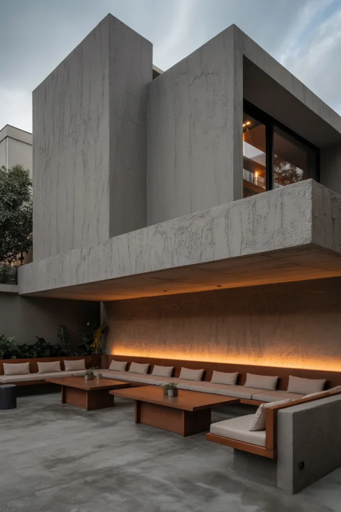 Raw Concrete Walls with Soft Lighting