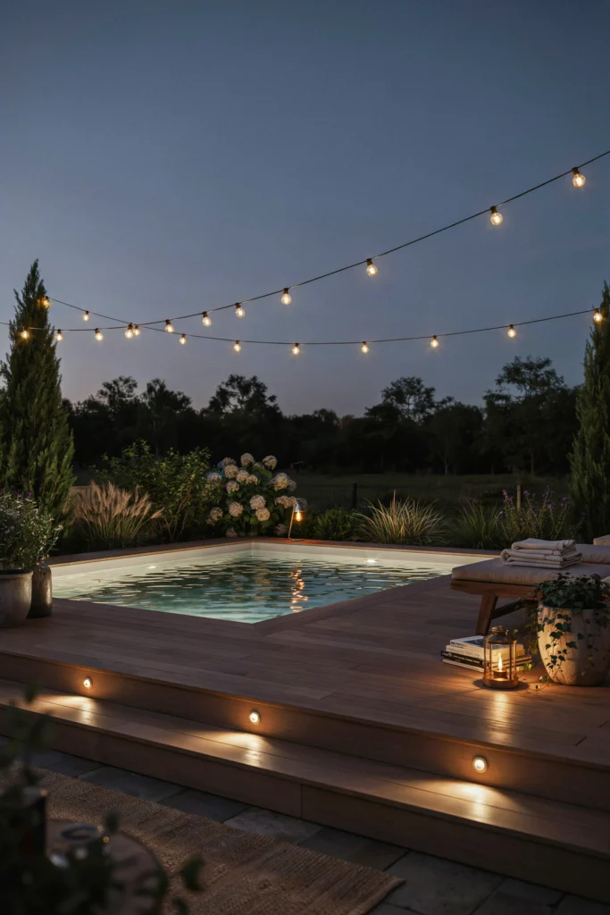 Pool Deck With Outdoor Lighting