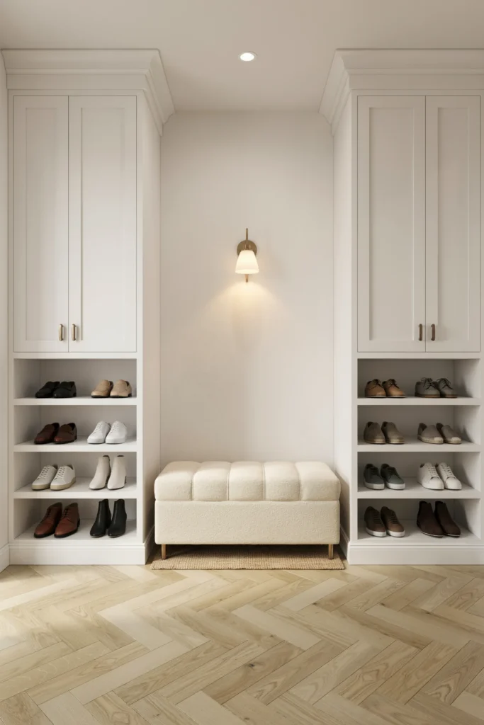 Built-In Bench With Floor-to-Ceiling Shoe Storage