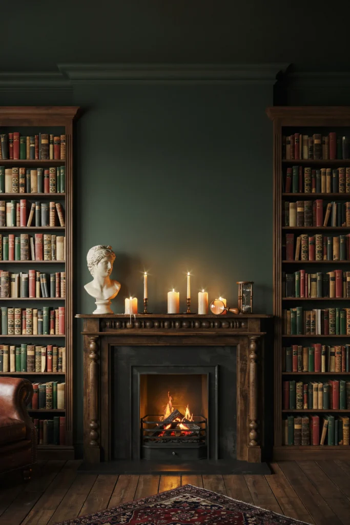 The Candlelit Mantel Bookshelf