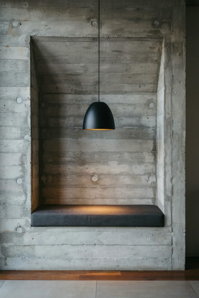 The Concrete Alcove with a Single Pendant Light
