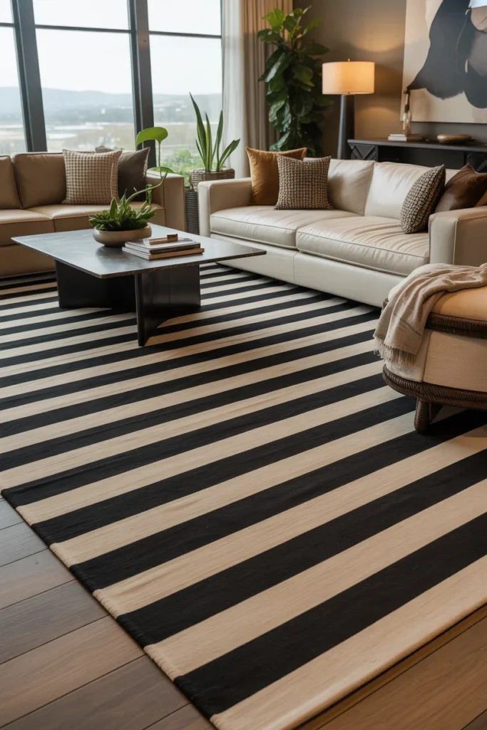Layer Striped Rugs for Visual Interest