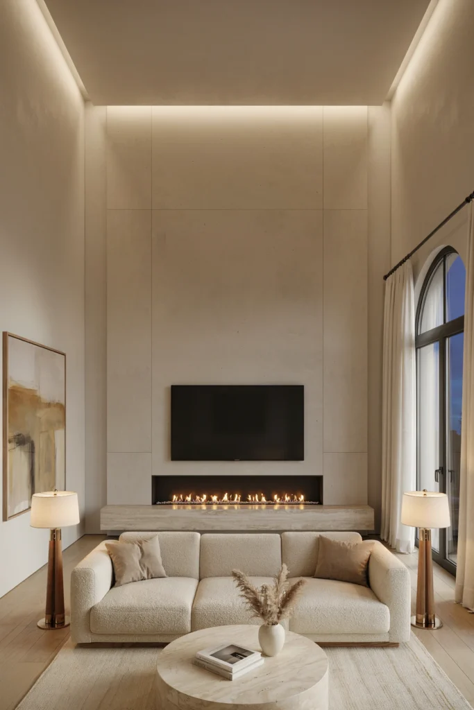 Media Wall With Integrated Fireplace