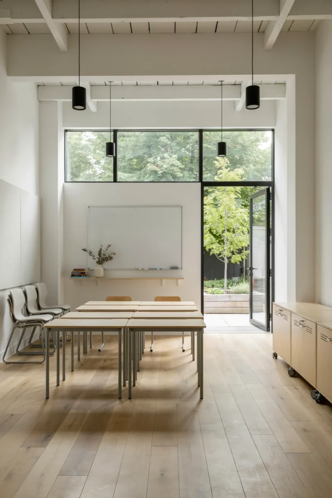 Minimal Classroom with Foldable Furniture