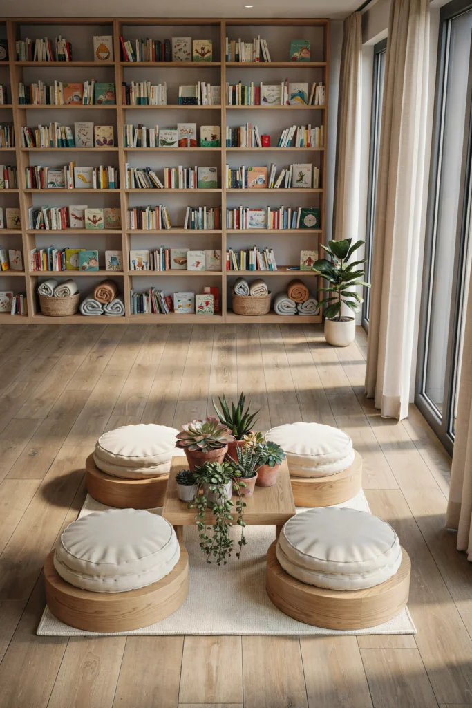 Modular Wooden Seating Circles with Succulent Centerpieces