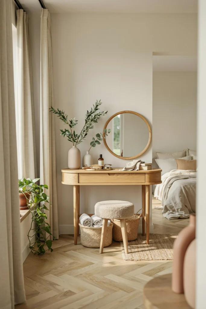 Natural Oak Vanity with Soft Curves